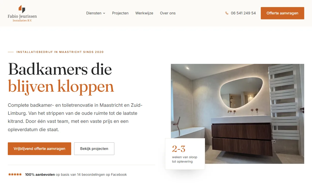 Website van Fabio Jeurissen Installaties